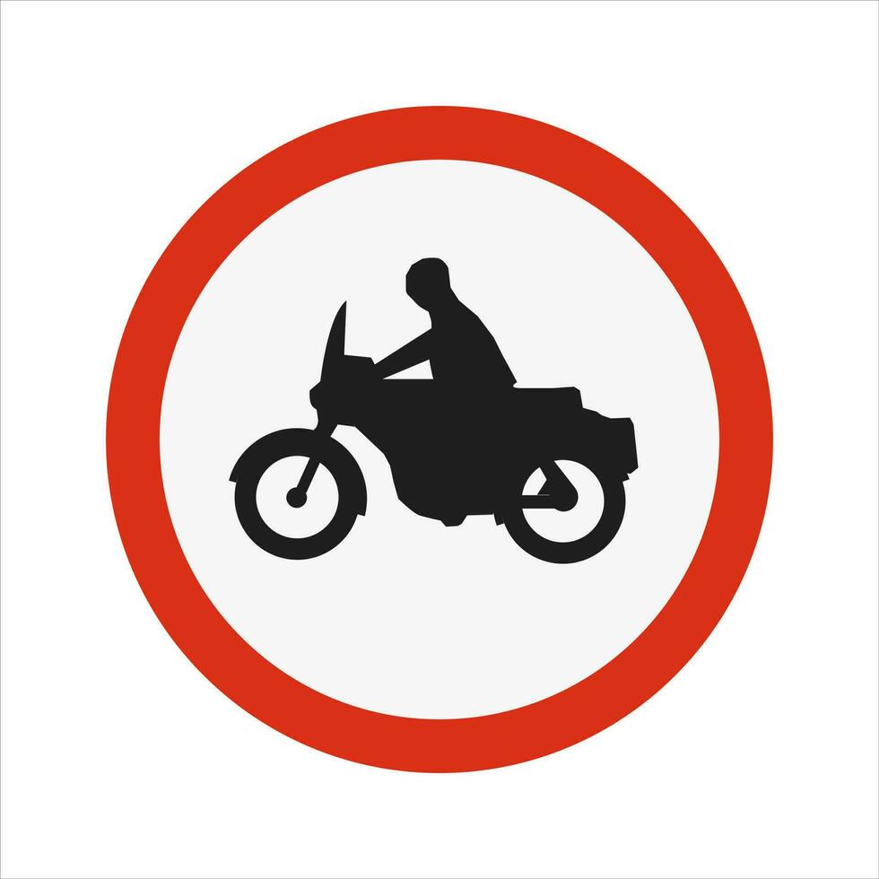 No motos la carretera tráfico firmar aislado vector. motocicleta conducción consejos. de cerca ver de bicicleta jinete y No motos tráfico o la carretera signo. vector