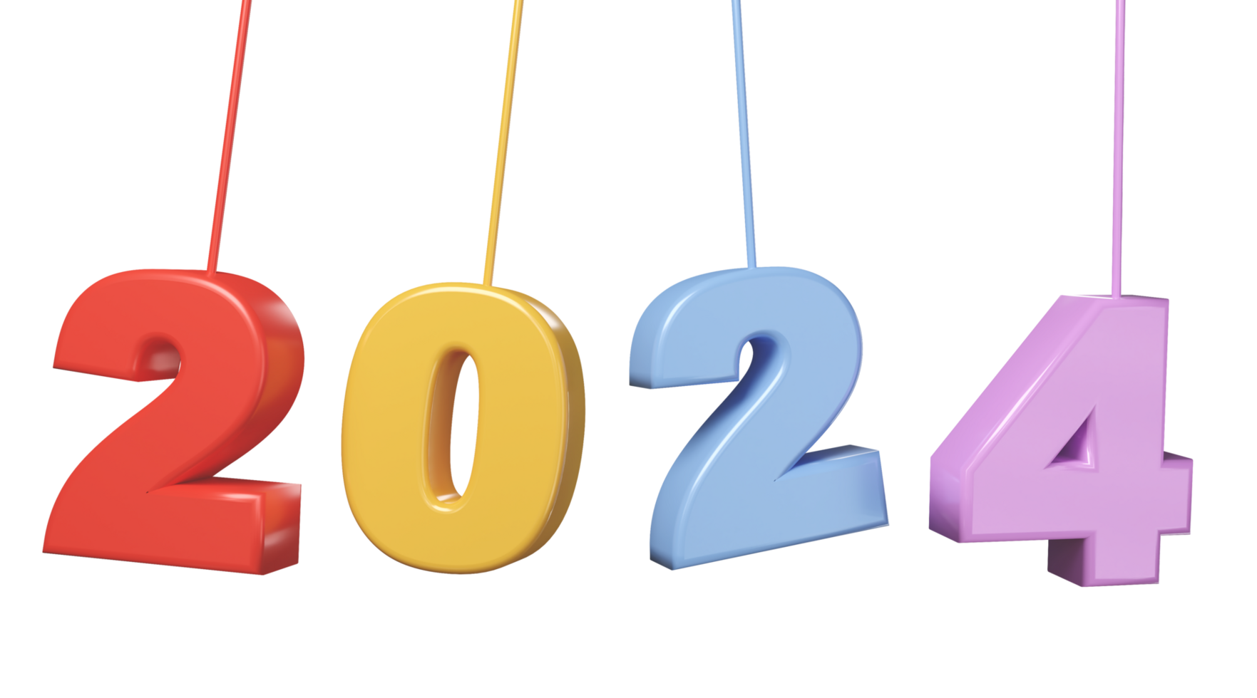 nuevo año 2024 ilustrado en números aislado en antecedentes. alegre Navidad y contento nuevo año ilustración para tarjeta Copiar diseño carteles y infografía. png