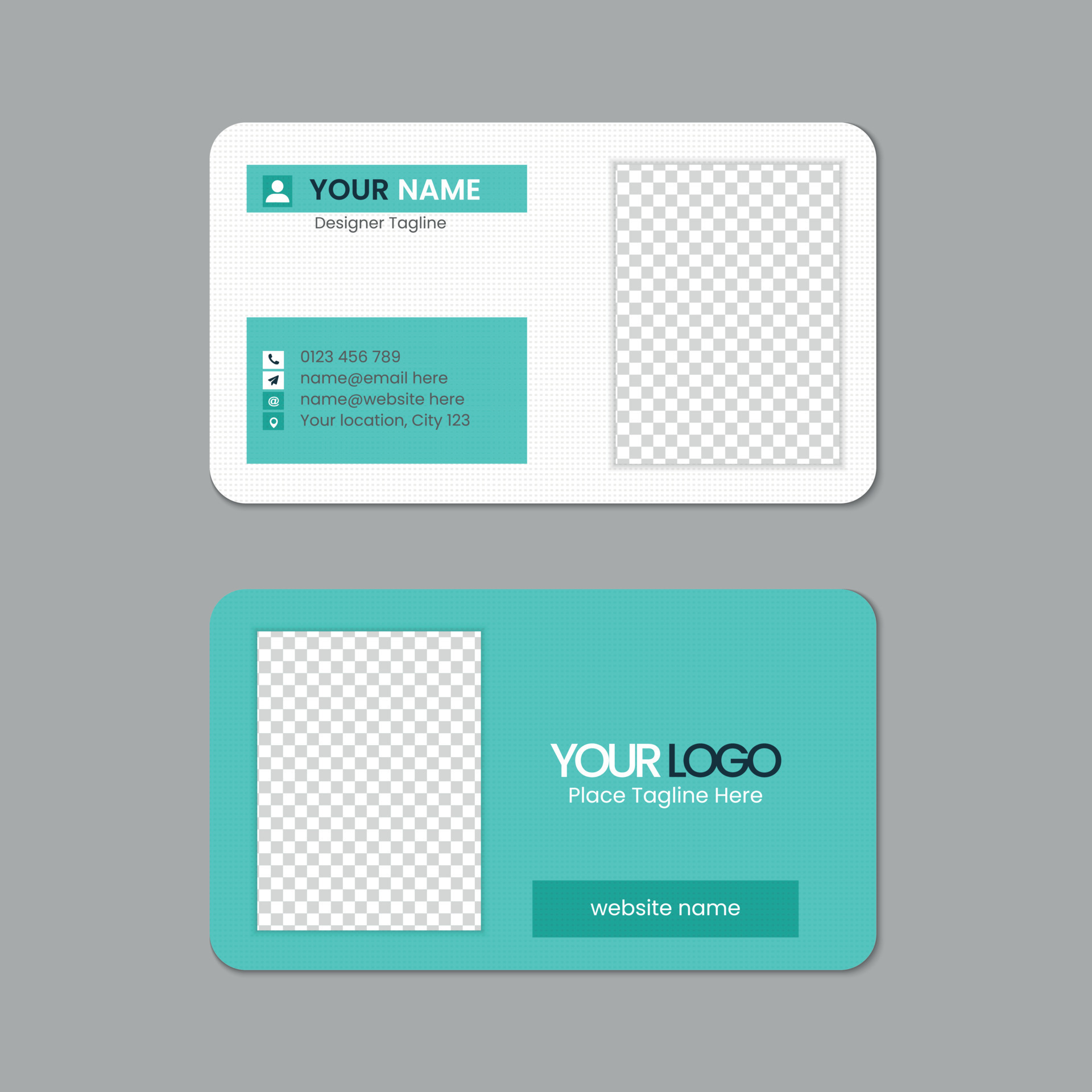 Round corner business card template design with texture and pattern