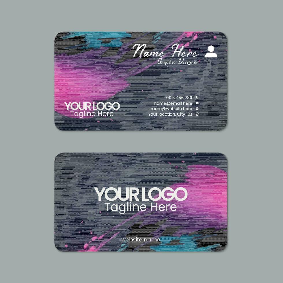 Abstract watercolor business card template design with texture and pattern, visiting card, name card, Print ready double sided clean fresh and modern corporate business card layout with mockup vector