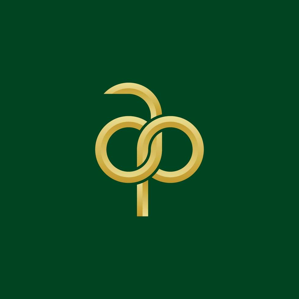 Luxurious Golden Letters AP logo design vector