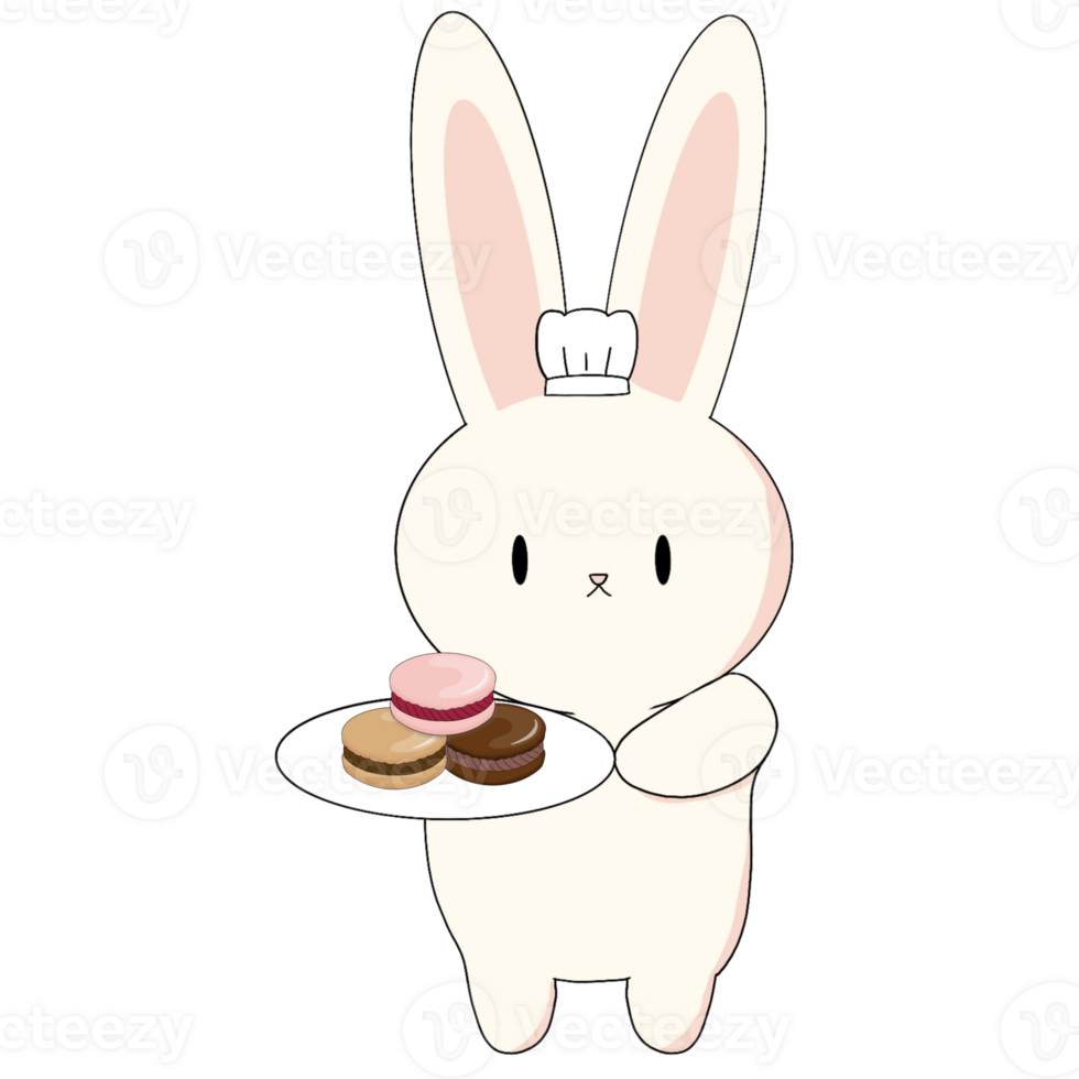 Bunny chef with macaron png