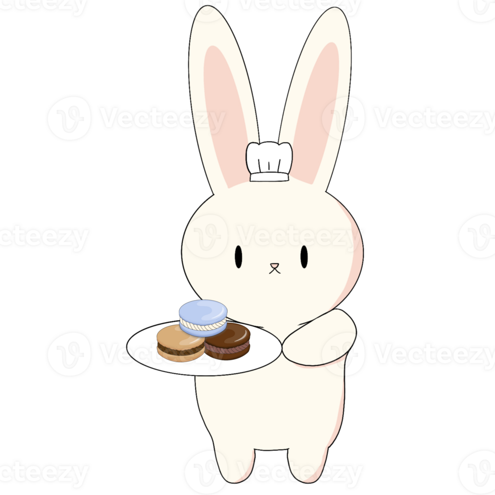 Bunny chef with macaron png