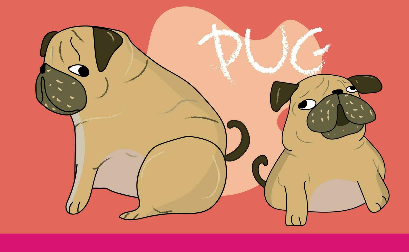 cute funny crazy pug dog vector