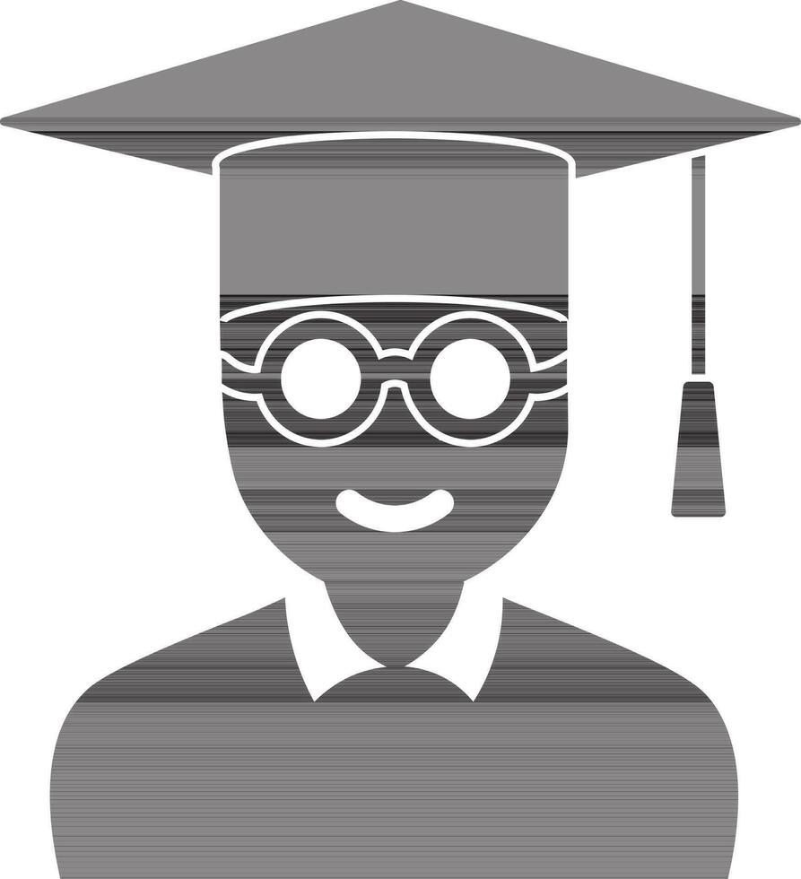 Character of graduate student giving a speech in black and white style. vector