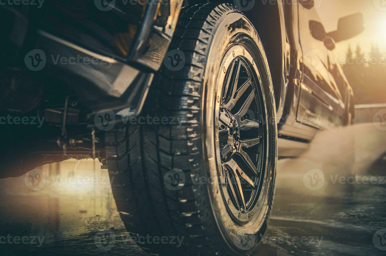 Pressure Washing Pickup Truck in a Car Wash photo