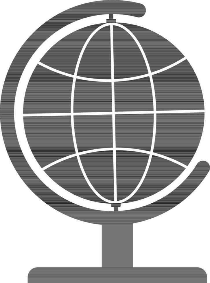 black and white globe standing in flat style. vector