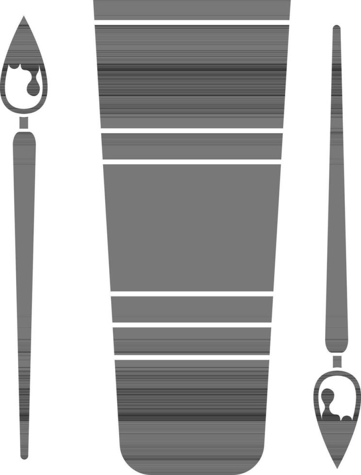 Brush and color tube icon in flat design. vector