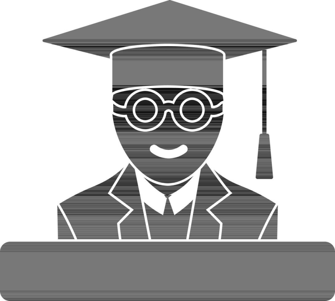 studen icono con colegio vestir y vistiendo graduación gorra. vector