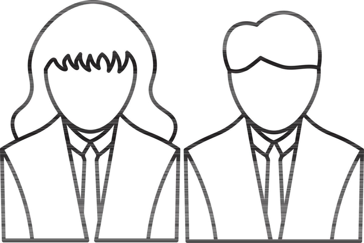 Stroke style of faceless girl and boy icon. vector