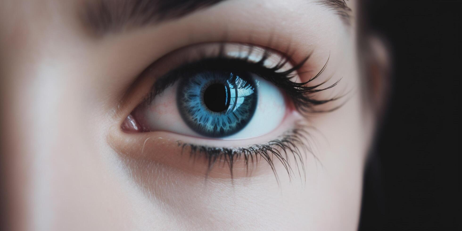 mujer ojo con azul color ai generado foto
