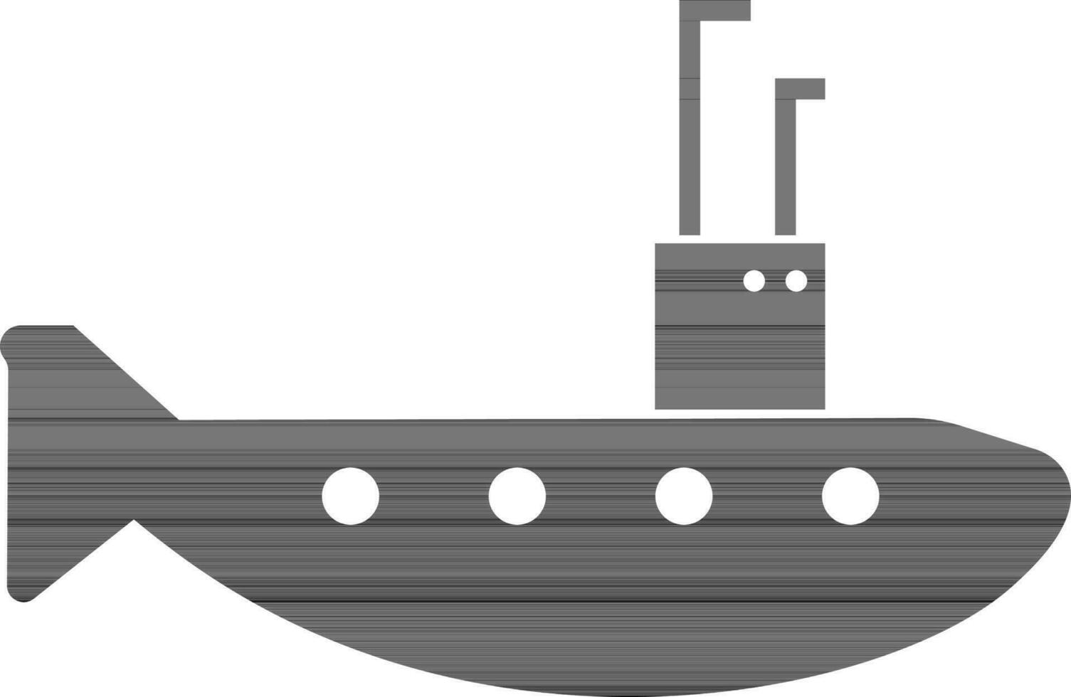 Submarine in black and white color. vector