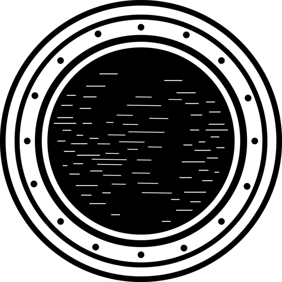 Illustration of a mine bomb in black and white color. vector