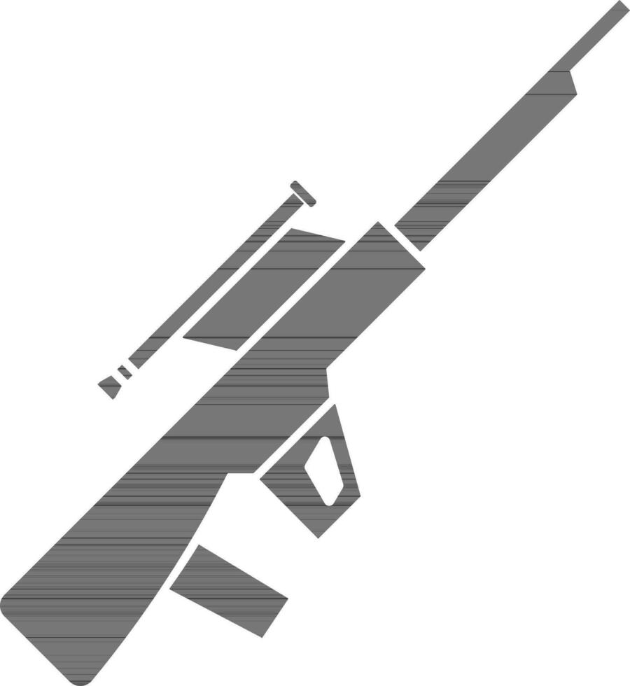 Illustration of a rifle in black and white color. vector