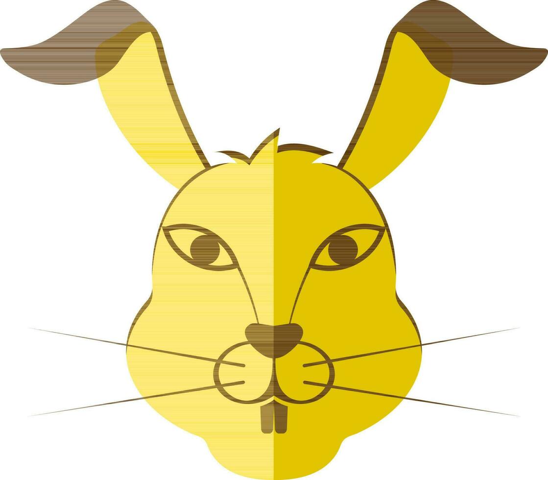 Conejo cabeza icono para chino zodíaco en medio sombra. vector