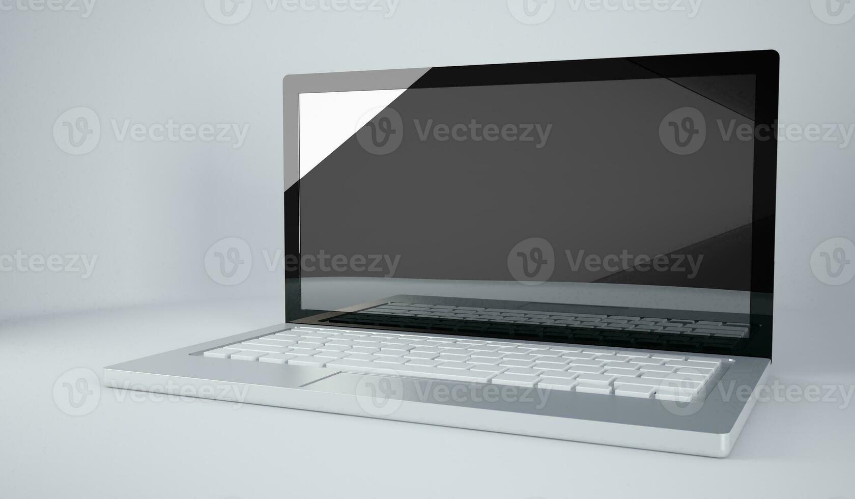 Laptop on white background photo