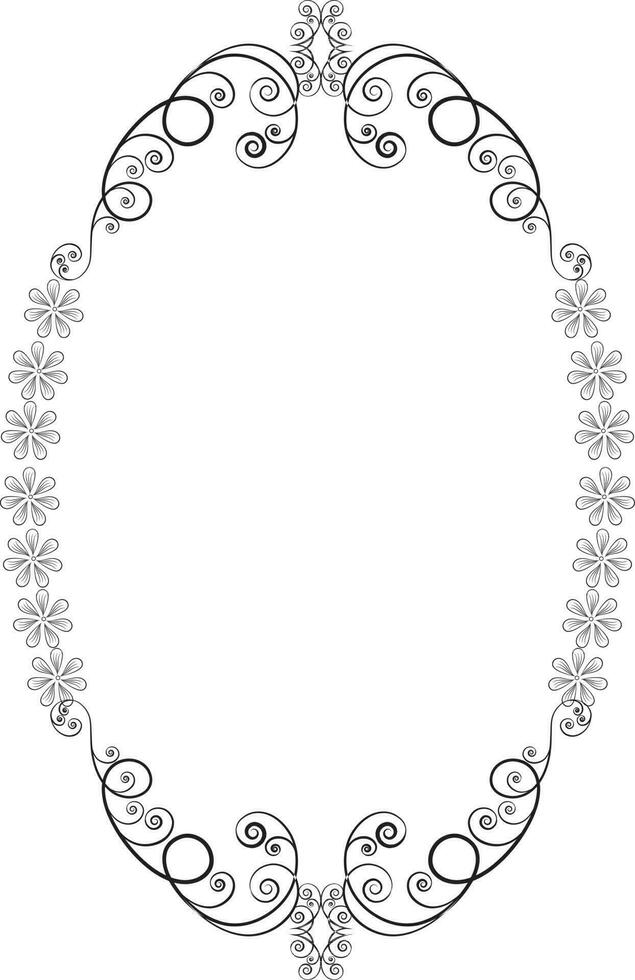 Floral decorated frame in oval shape. vector