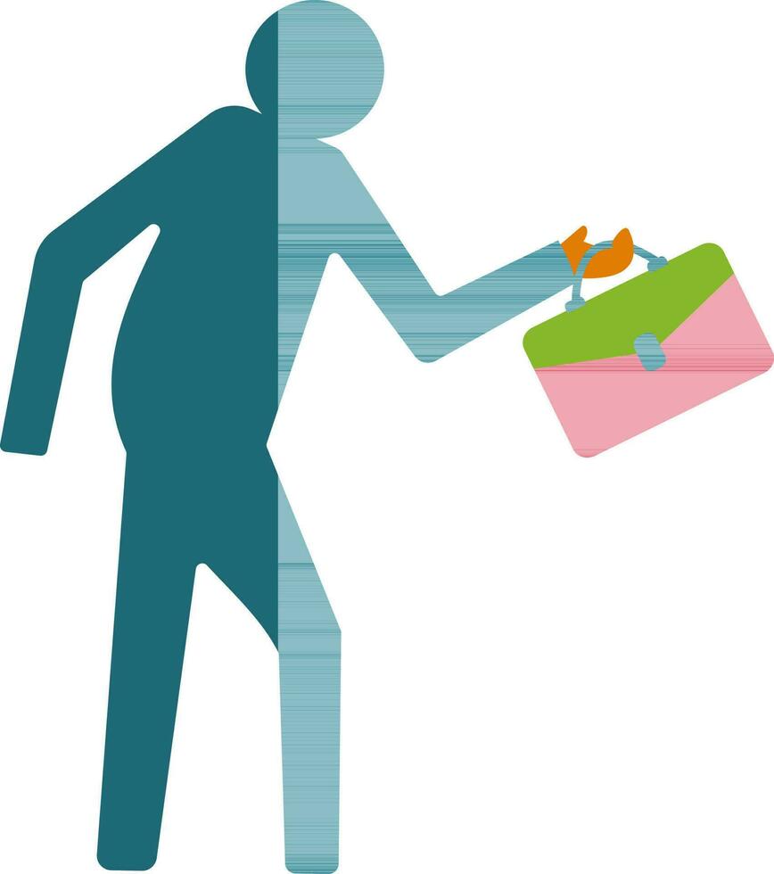 Illustration of employee walking for office with briefcase. vector