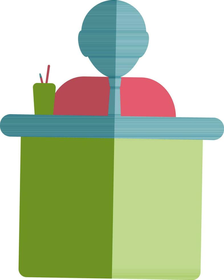 Illustration of employee icon sit for interview in half shadow. vector