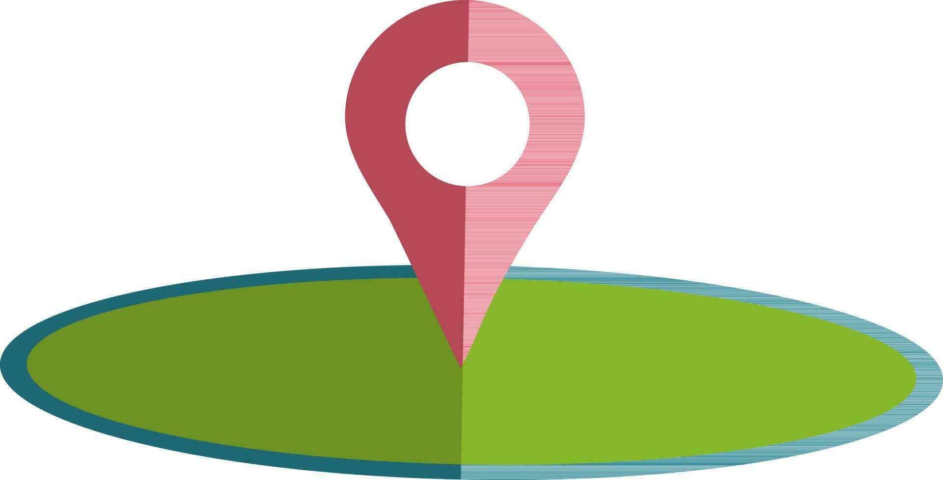 Half shadow of map pin icon with circular path in isolated. vector