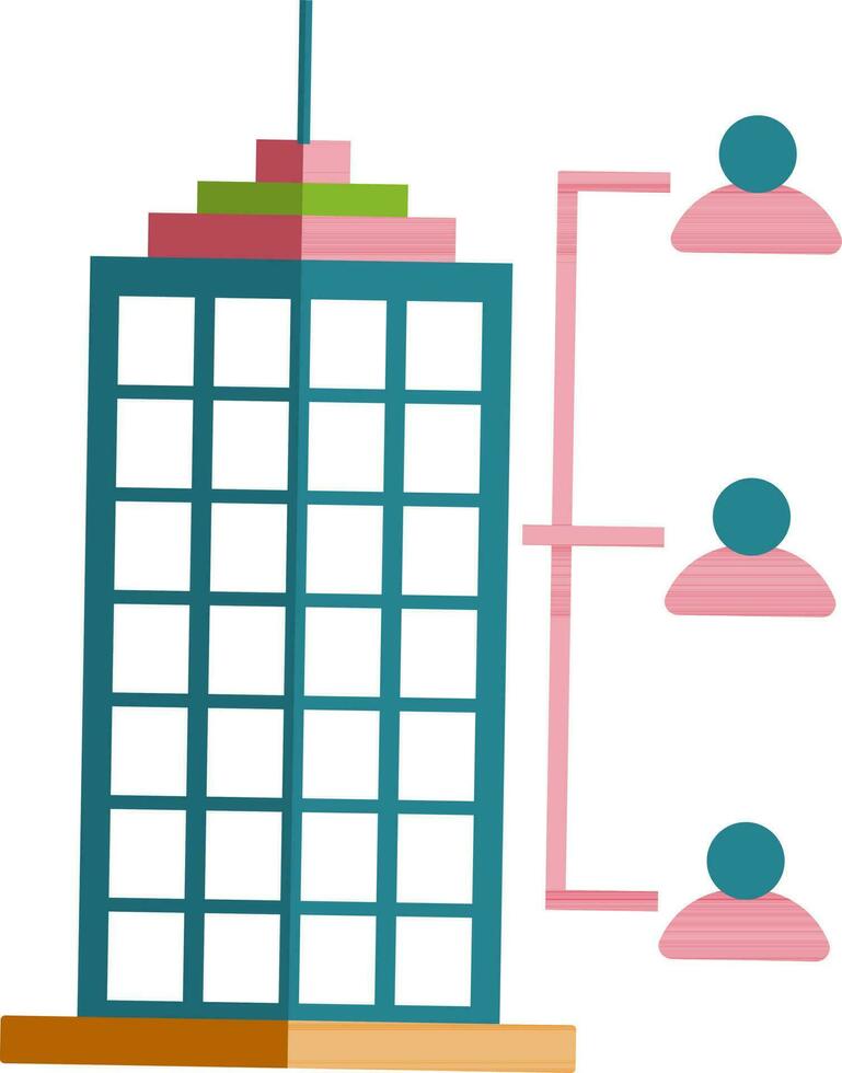Color with half shadow of employees icon on building for job concept. vector