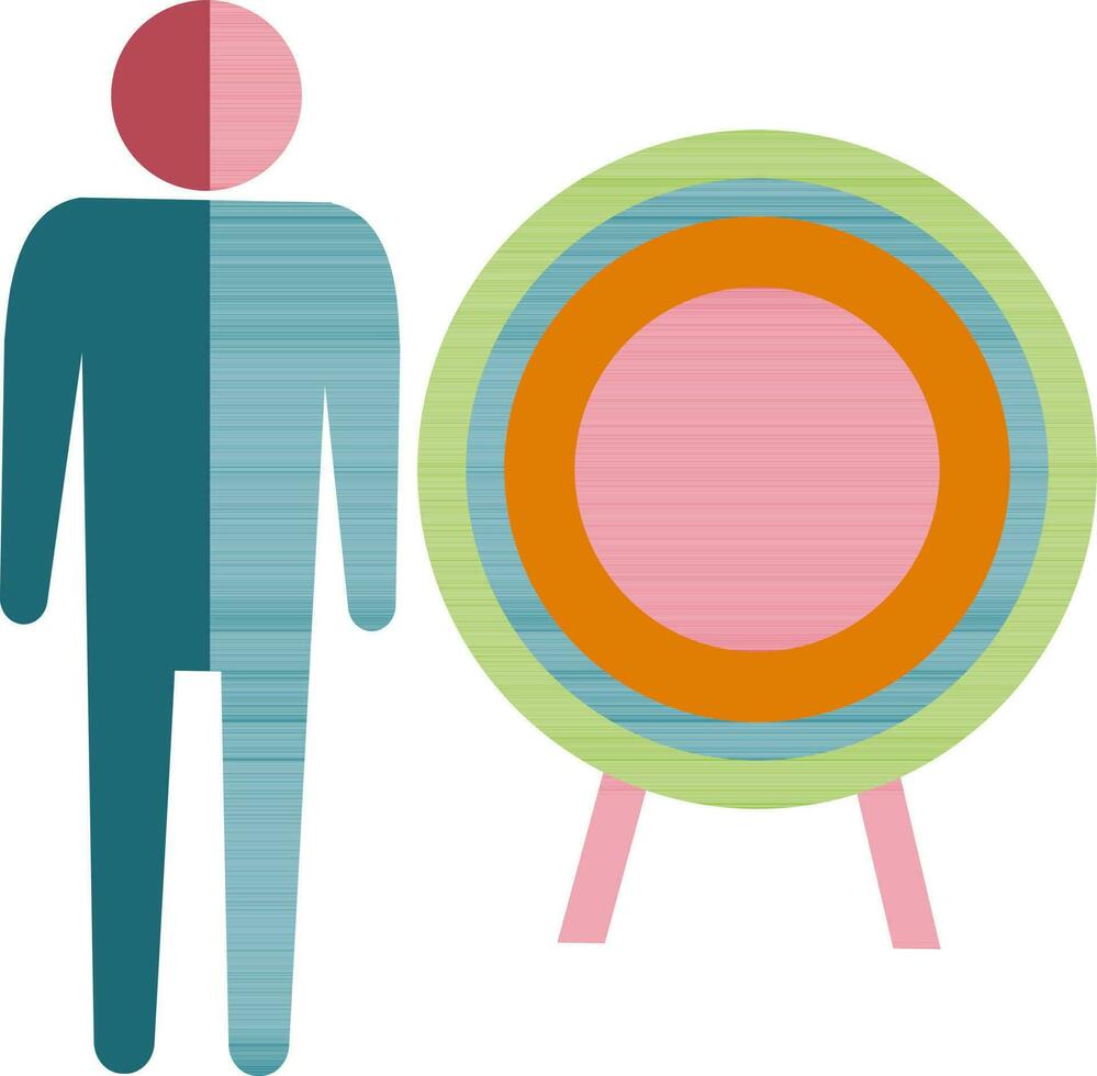 Icon of employee with target board in color with half shadow. vector