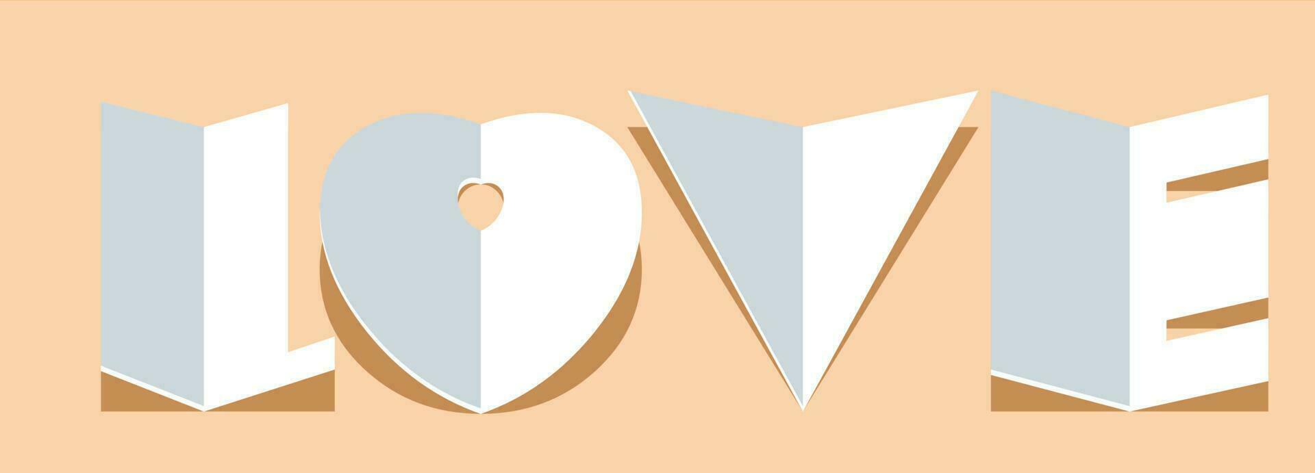 Illustration of creative paper text LOVE. vector