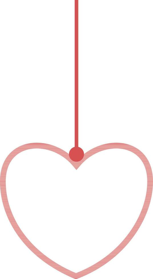 Hanging linear heart in red color. vector