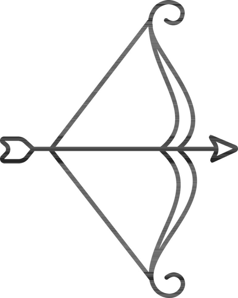 Line art flat symbol of Bow and Arrow. vector