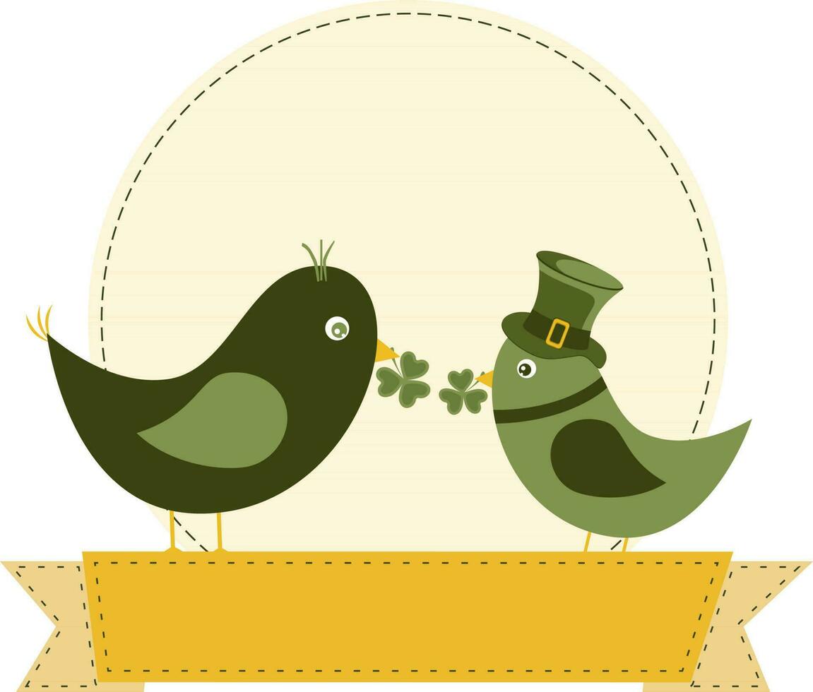 ilustración de verde aves con trébol hojas. vector