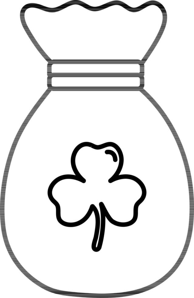 Money Bag with shamrock leaf. vector