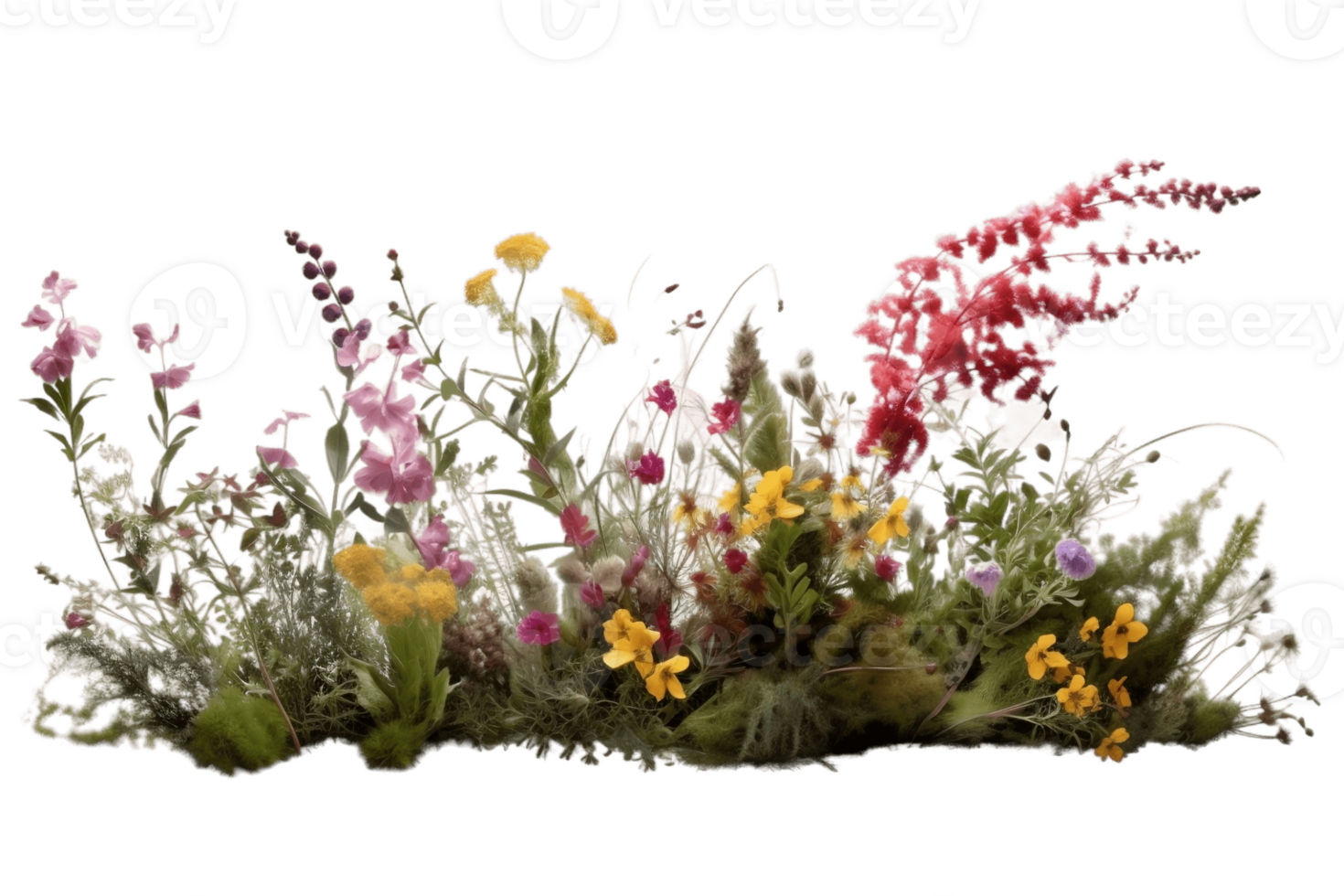 Flowery shrubs in nature on transparent background. png