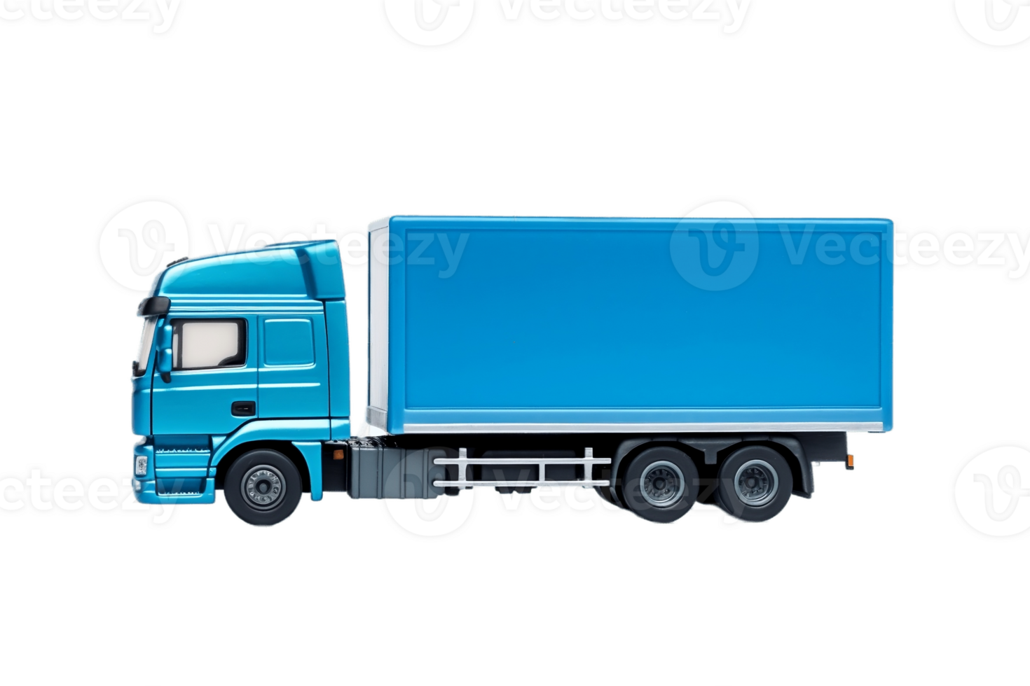 Blue Cargo Truck on Transparent Background. AI png