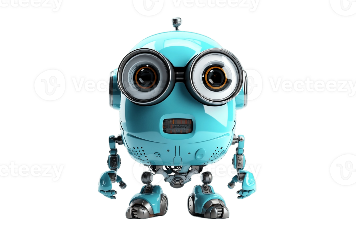 Cute Robot on Transparent Background. AI png