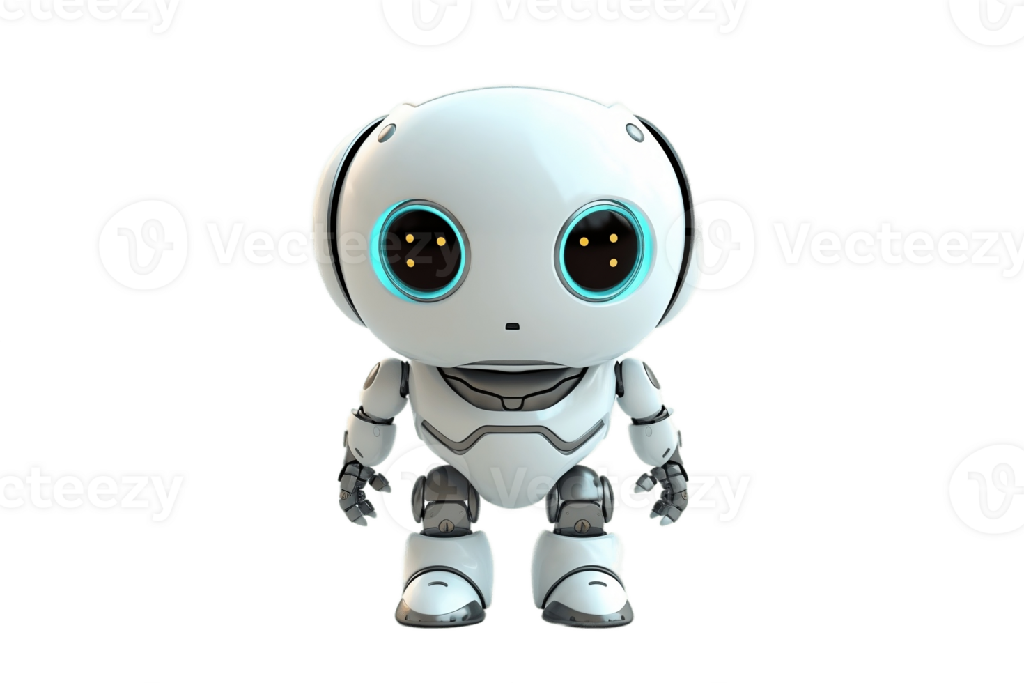 Cute Robot on Transparent Background. AI png