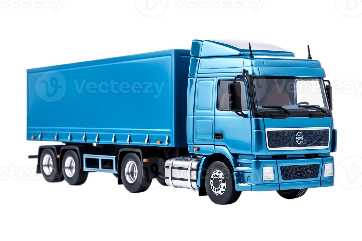 Blue Cargo Truck on Transparent Background. AI png