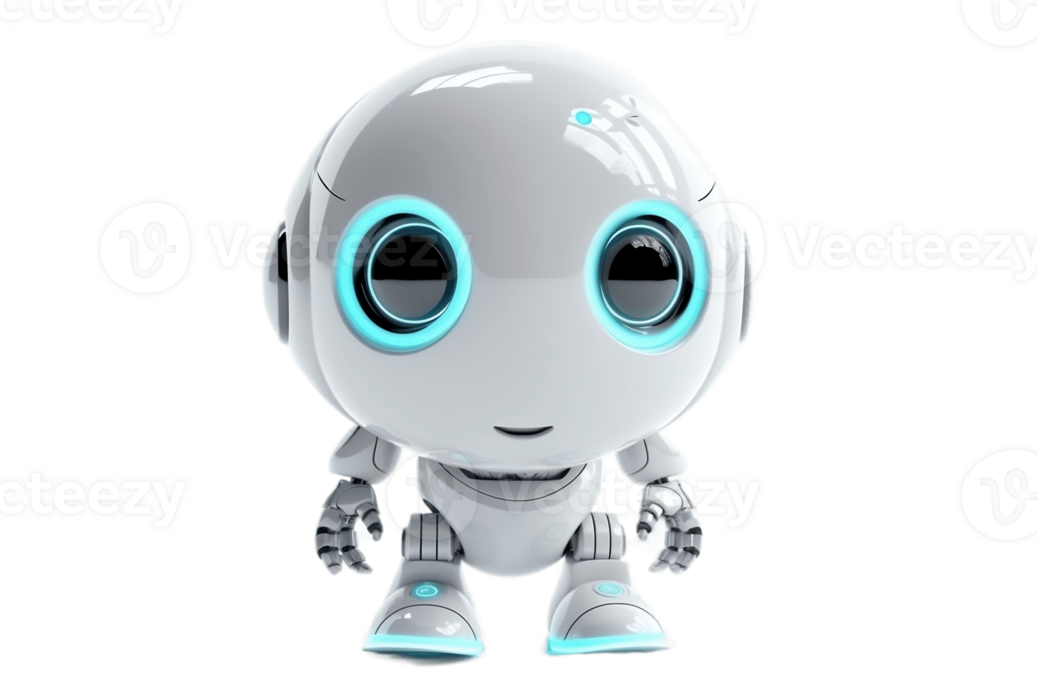 Cute Robot on Transparent Background. AI png