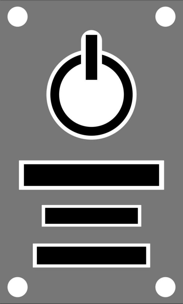 black and white power button in flat style. vector