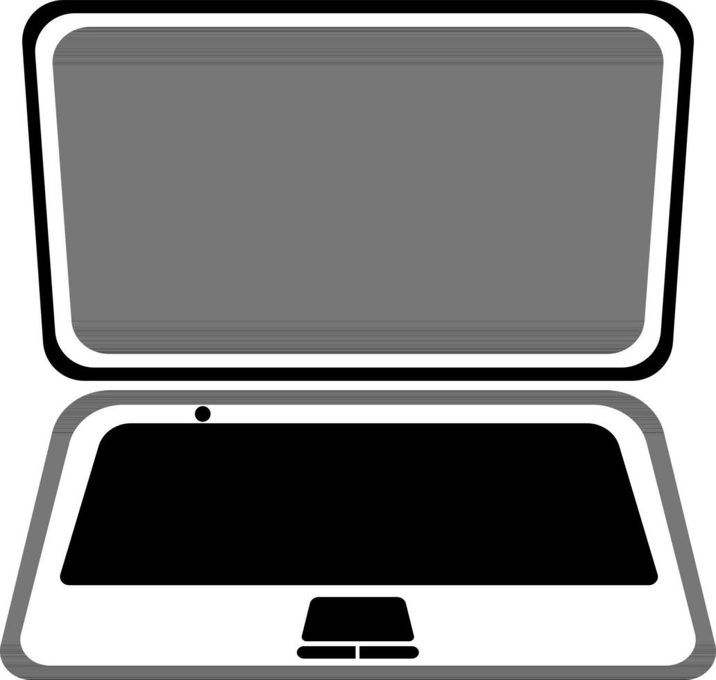 black and white laptop in flat style. vector