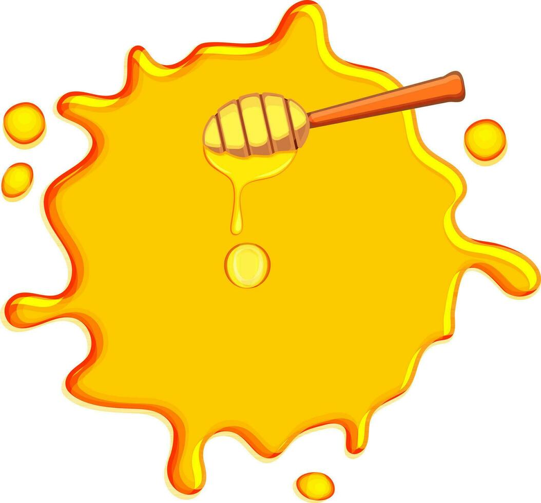 Honey dipper with yellow splash. vector