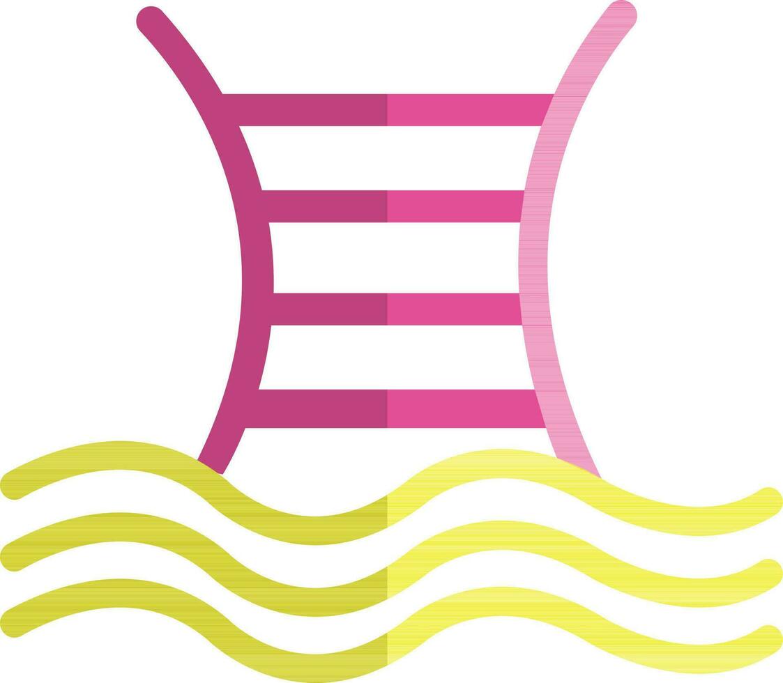 Pink and yellow pool ladder. vector