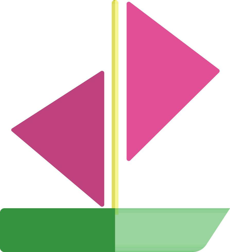 Sailboat in pink and green color. vector
