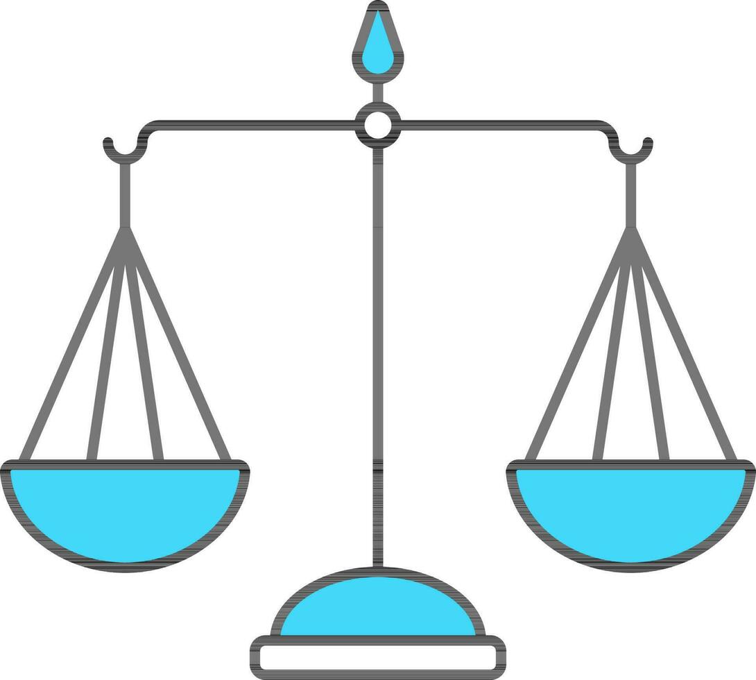Turquoise Balance Scale Icon In Flat Style. vector