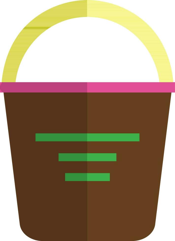 Bucket in brown and yellow color. vector