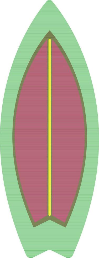 Green and pink surfboard in flat style. vector