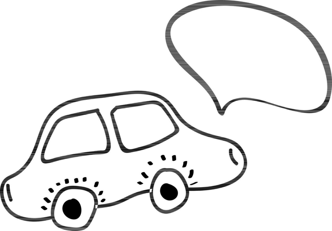 Hand drawn illustration of car with speech bubble. vector