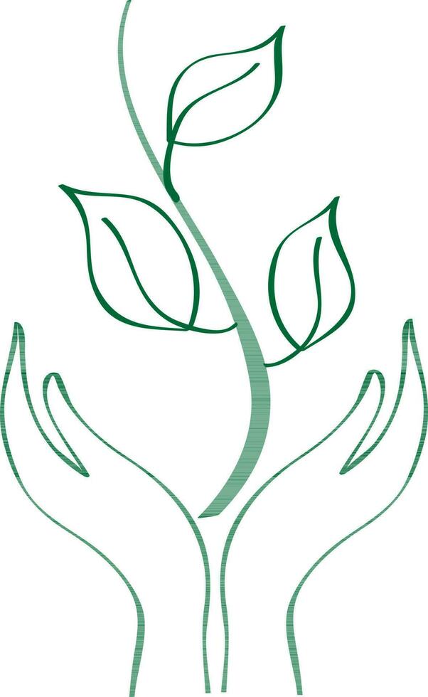 Human hand protecting green plant. vector