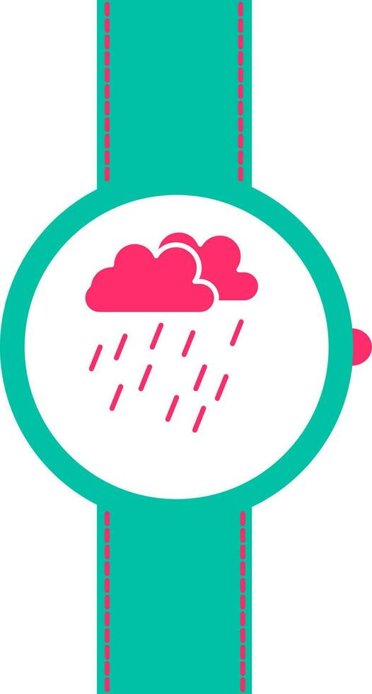 Pink cloud in green smartwatch screen. vector