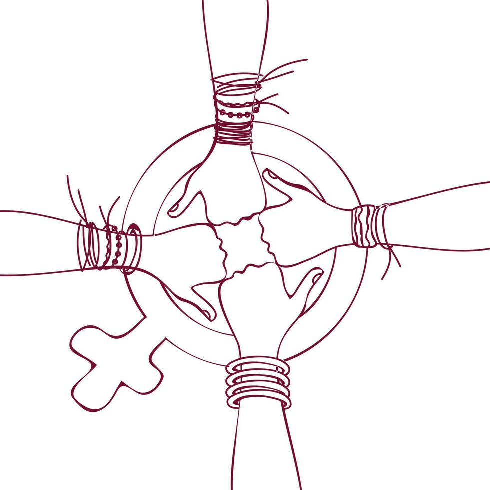 Illustration of women hands joining together. 24517054 Vector Art at