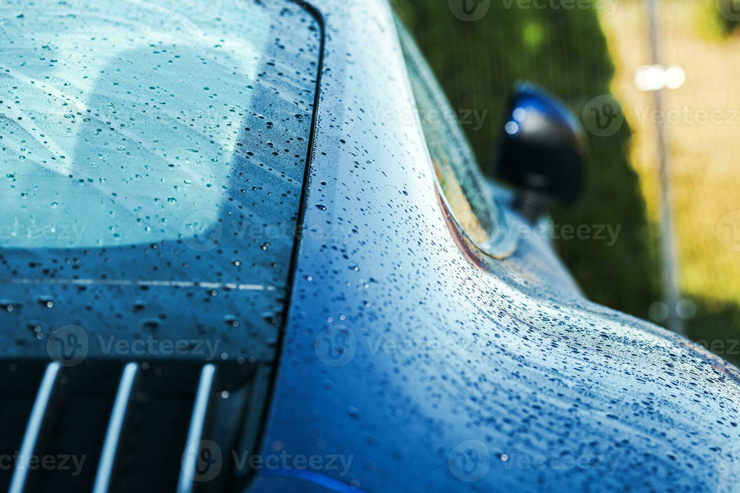 Wet Clean Modern Car Body Close Up photo